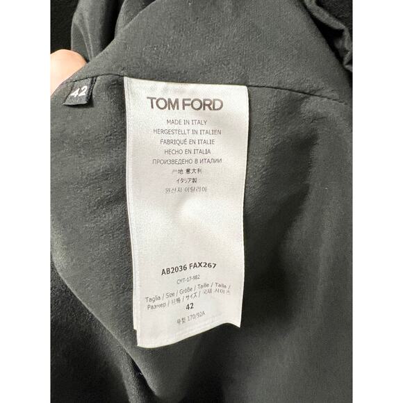 Tom Ford 100% Virgin Wool Asymmetric Shift Mini Dress Black Women's 42 / US 6 - Picture 4 of 6